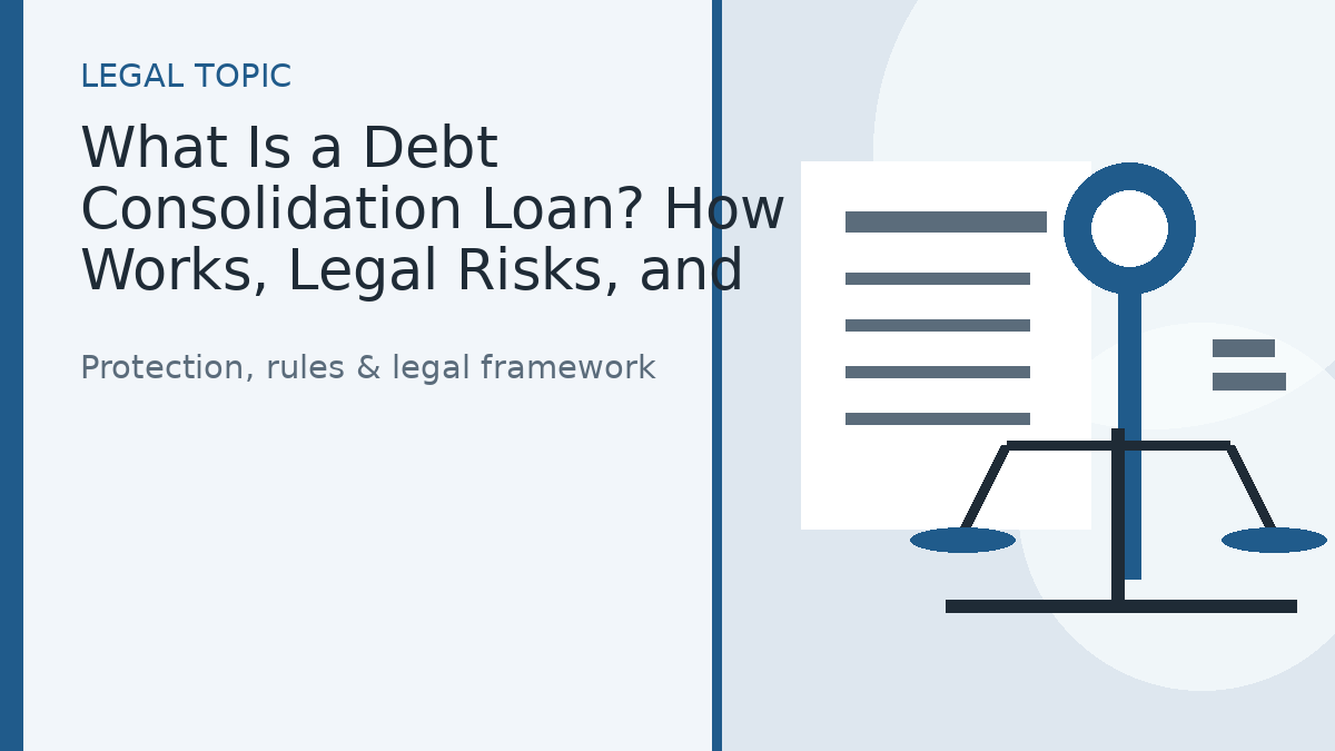 What Is a Debt Consolidation Loan? How It Works, Legal Risks, and Alternatives